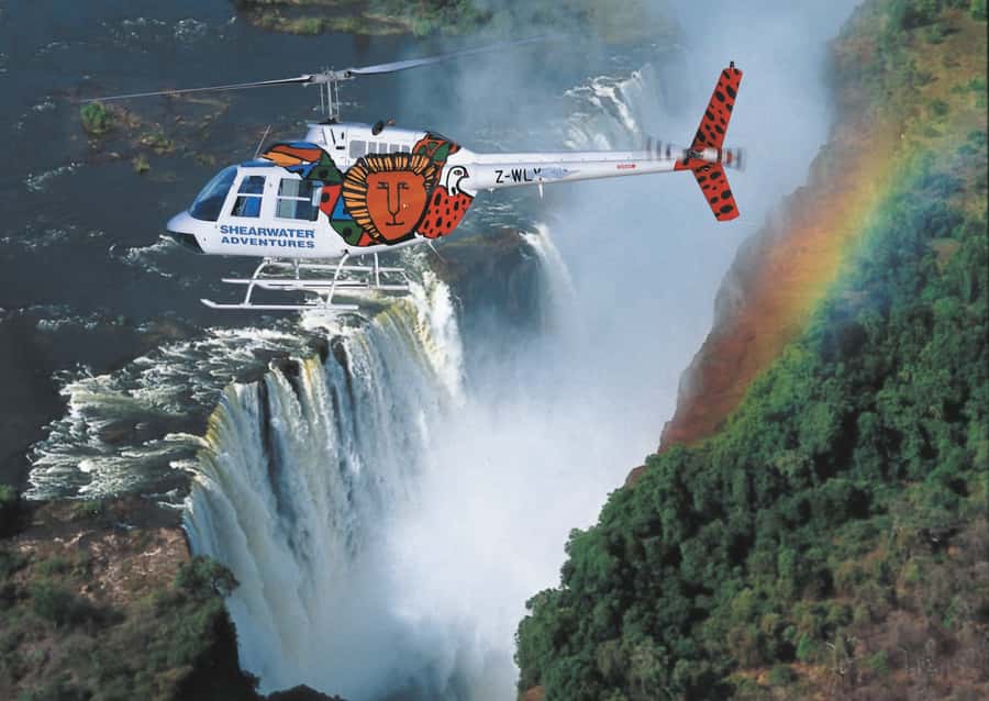 12-15 minutes Helicopter flight over the Victoria Falls - The First View of Mosi-oa-Tunya