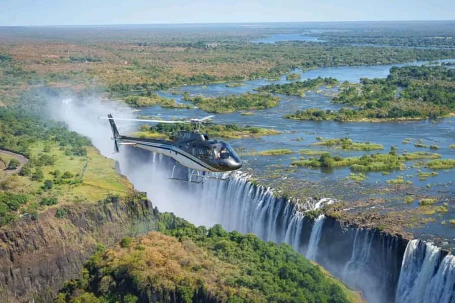 A Helicopter flight Over the Victoria falls - Fifteen minutes above the falls