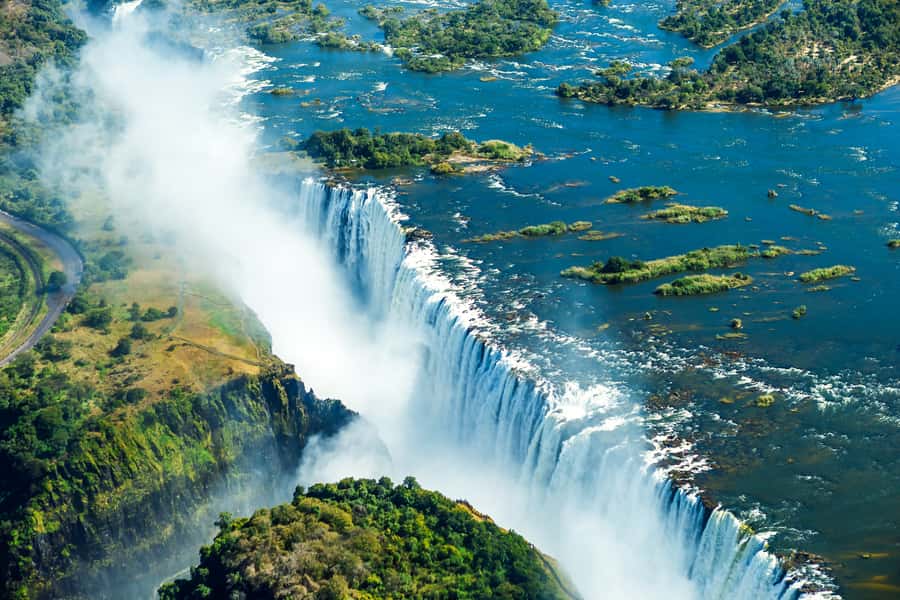 The Zambezi dropping into the gorge at Victoria Falls
