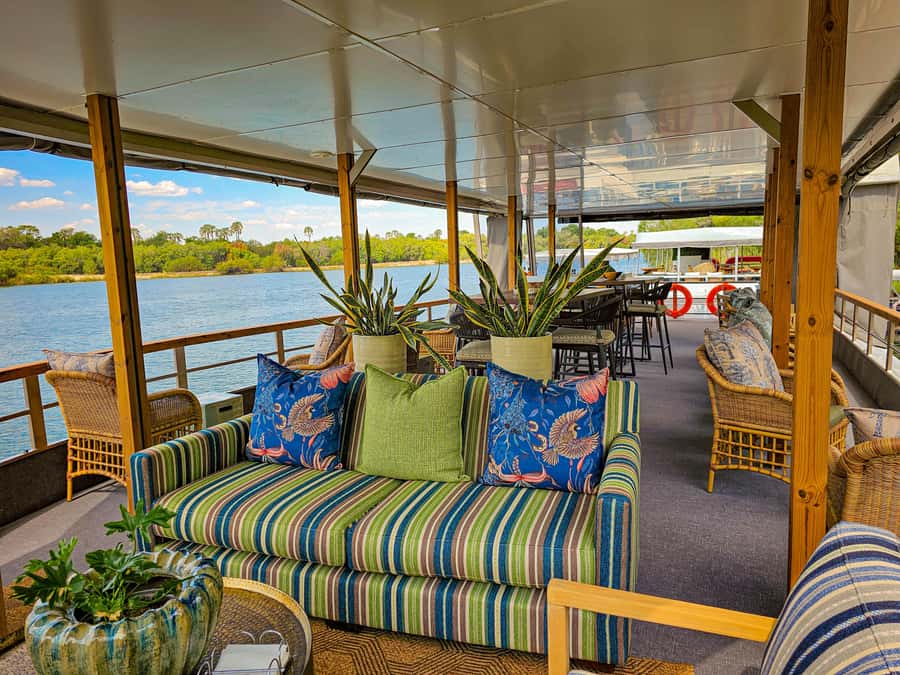 Riversong Sunset Luxury Zambezi Cruise - Leaving Victoria Falls for the Zambezi