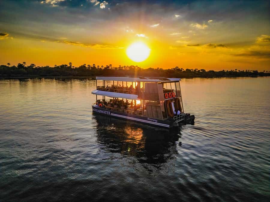 Riversong Sunset Luxury Zambezi Cruise - Sunset From a Plush Boat Seat