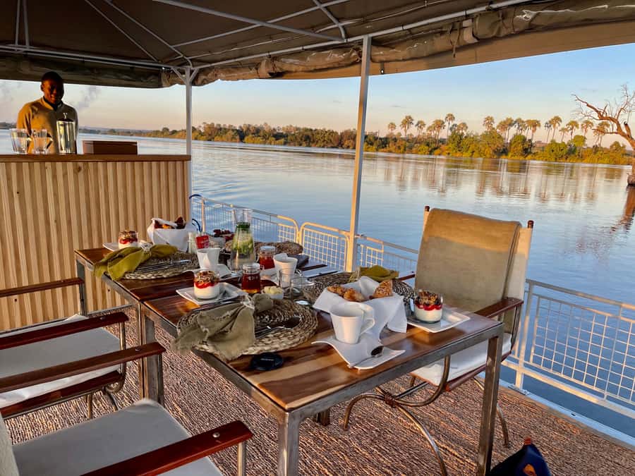 Victoria Falls: Sunrise Cruise on the Zambezi River - The first view of the Zambezi at dawn